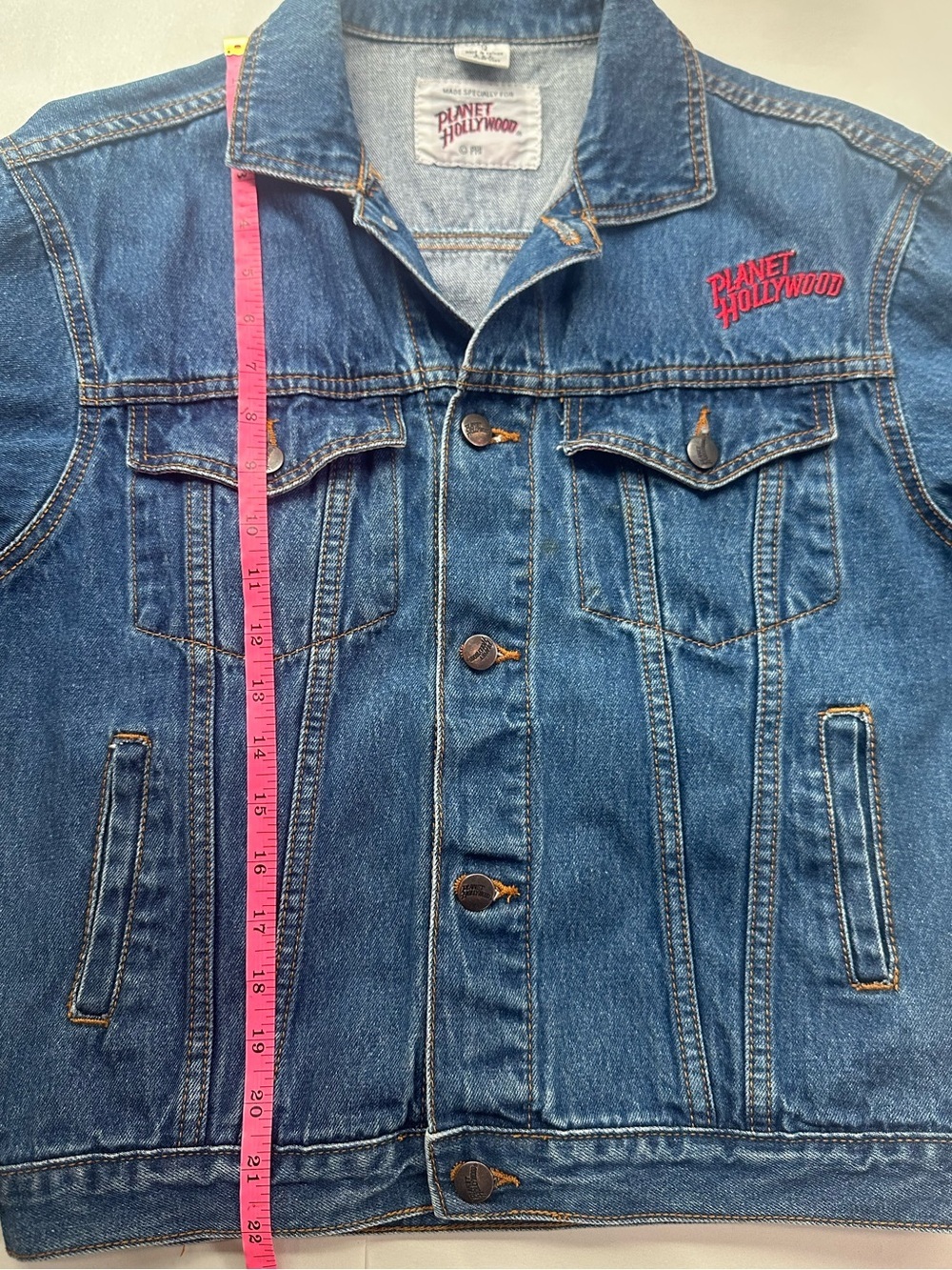 Vintage 90s Planet Hollywood South Coast Plaza Denim Jacket Size 12 - Picture 10 of 14